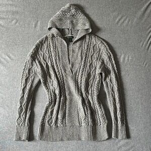 LRL Lauren Jeans Co‎ Marled Cable Knit Shawl Collar Hoodie Sweater Cotton L